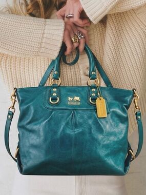Vintage COACH Madison Julianne | Rich Teal Leather Convertible Satchel & Gold